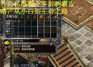传奇私服霸业手游制霸攻略：从小白到王者之路