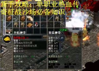 新手攻略：单职业热血传奇征战沙场必备知识
