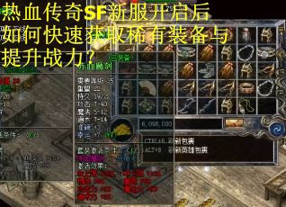 热血传奇SF新服开启后如何快速获取稀有装备与提升战力？